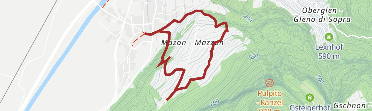 Route map: Pinot Noir Walkway - alternative route: Neumarkt/Egna - Mazon/Mazzon - Neumarkt/Egna